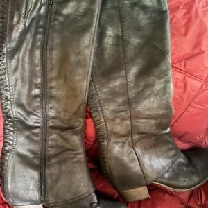 Black Leather Knee-High Boots